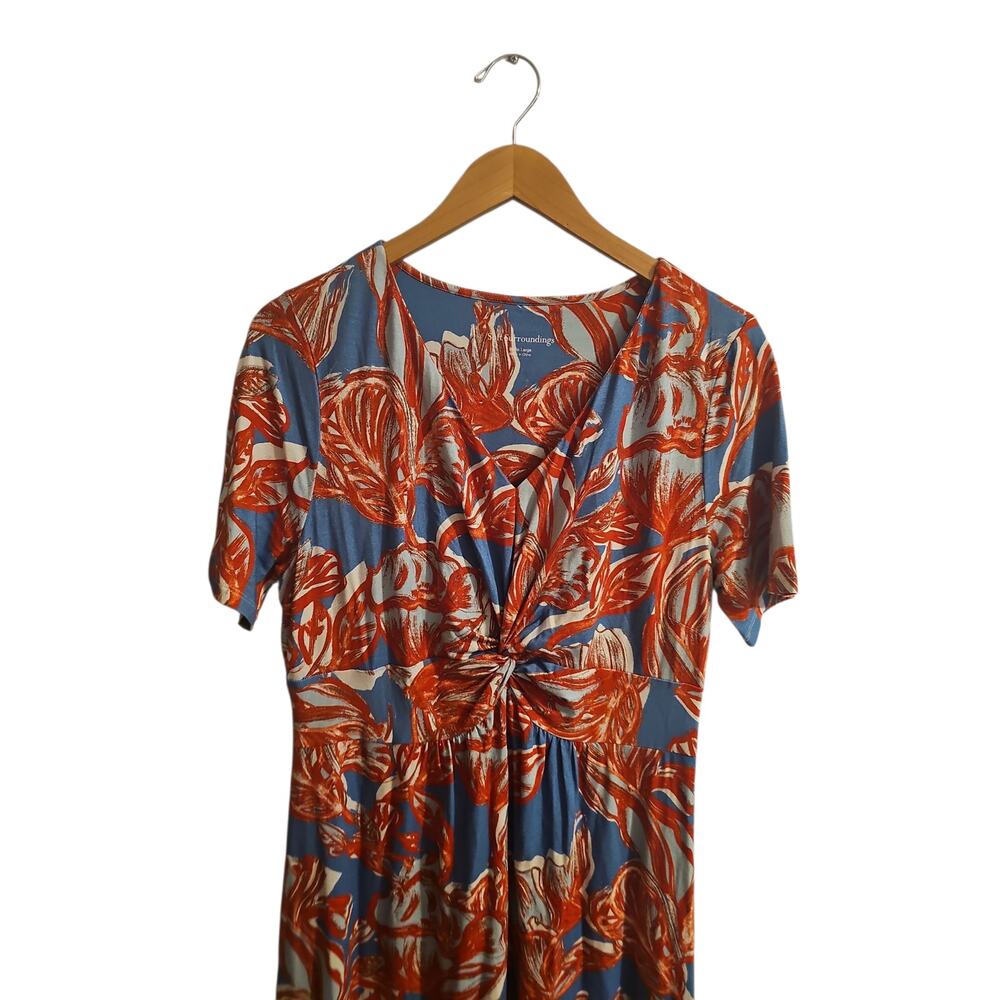 Soft Surroundings floral Spritzer Maxi Dress sz large petite blue orange - Picture 3 of 7